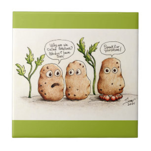 Funny Pun Potatoes Ceramic Tile
