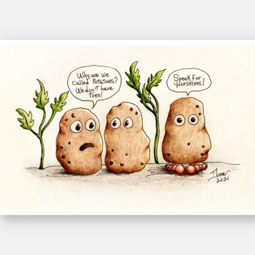 Funny Pun Potatoes Contour Cut Sticker
