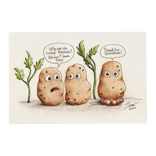 Funny Pun Potatoes Custom Text Placemat (Front)