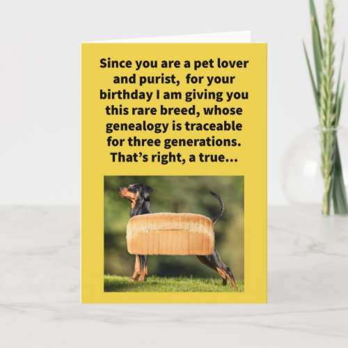 Funny Pun Pure Bread Dog Happy Birthday  Card