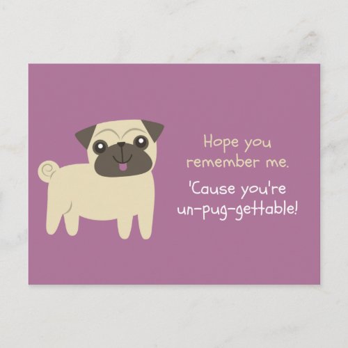 Funny Pun _ Purple Pug Illustrated Postcard