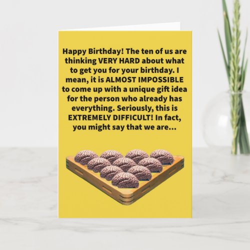 Funny Pun Racking Our Brains Happy Birthday Card