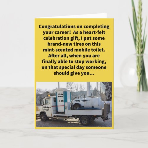 Funny Pun Re_Tired Mint Potty Retirement  Card