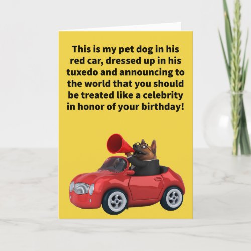 Funny Pun Red Car Pet Treatment Happy Birthday  Card