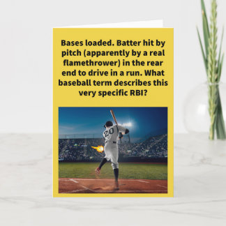 Funny Pun Run Butted In Baseball Greeting Card
