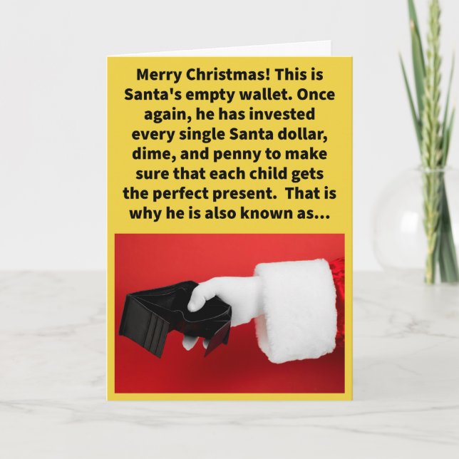 Funny Pun Saint Nickel-less Merry Christmas  Card (Front)