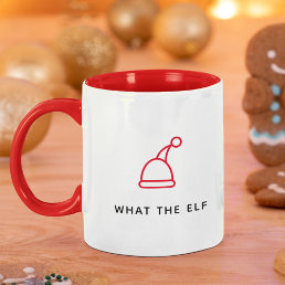 Funny Pun Simple Minimalist Holiday What the Elf Mug