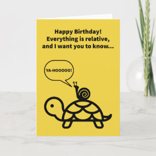 Funny Pun Snail Riding Turtle Relative Birthday Card