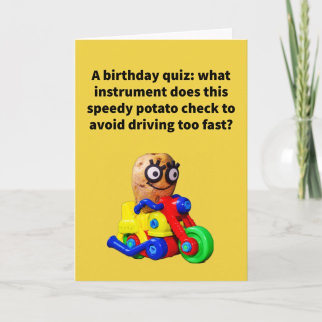 Funny Pun Spud-O-Meter Birthday  Card (Front)