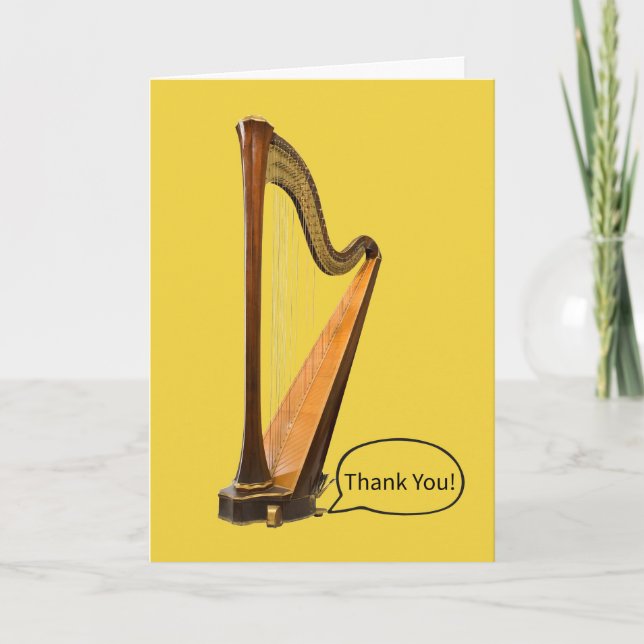 Funny Pun Thank You From The Bottom Of My Harp Card (Front)