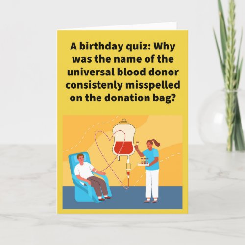 Funny Pun Type O Happy Birthday Card