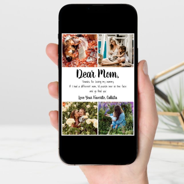 Funny Punch in the Face Joke Photo Mother's Day Card (Front Digital)