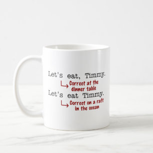 Funny Grammar Coffee Mug Gift/ Punctuation Comma Question Mark Funny Coffee Lover Mug Wait What Mug
