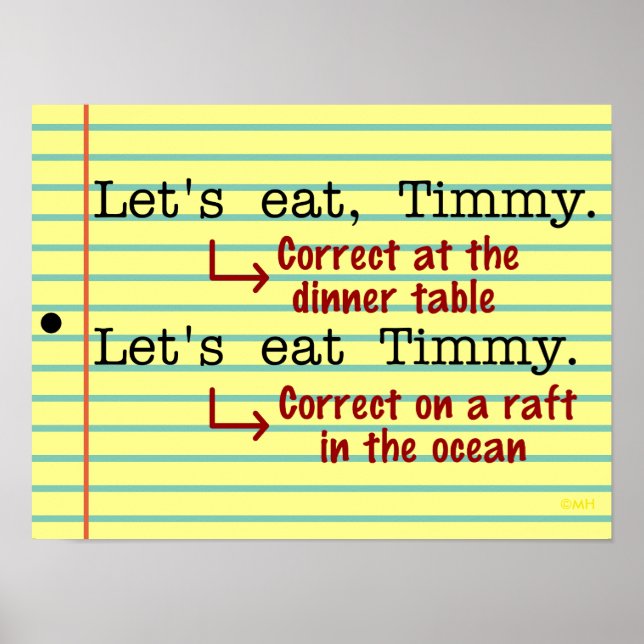 Funny Punctuation Grammar English Teacher Class Poster (Front)