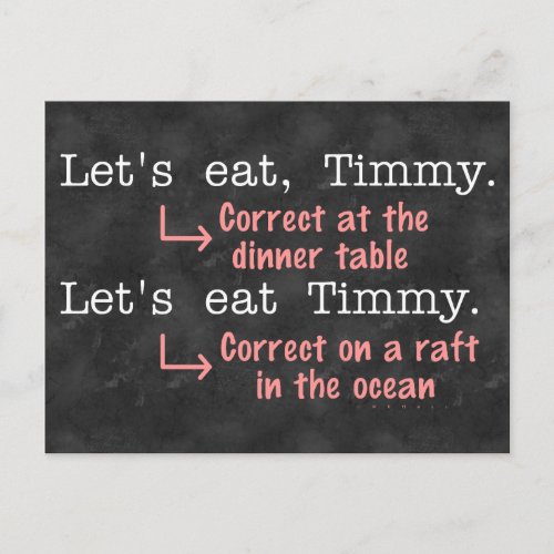Funny Punctuation Grammar Lovers Timmy Humor Postcard