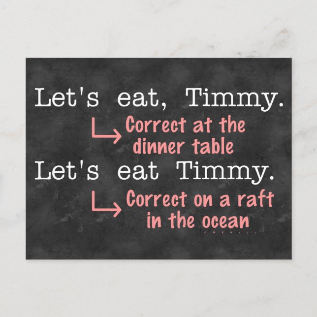 Funny Punctuation Grammar Lovers Timmy Humor Postcard (Front)