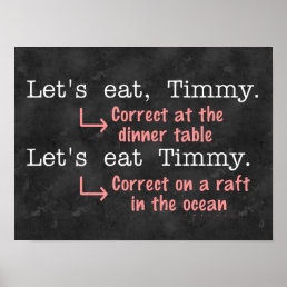Funny Punctuation Grammar Lovers Timmy Humor Poster