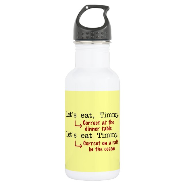 Funny Punctuation Grammar Water Bottle (Front)