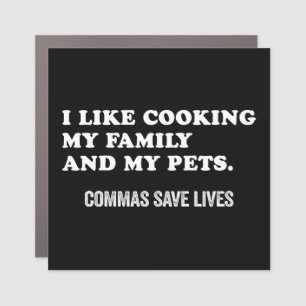 Funny Punctuation Saying Commas Save Lives Car Magnet