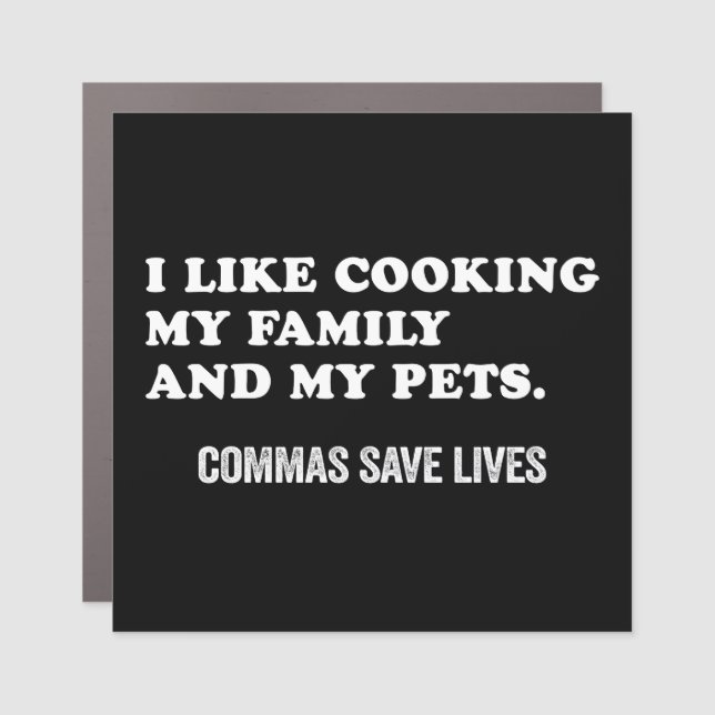Funny Punctuation Saying Commas Save Lives Car Magnet (Front)