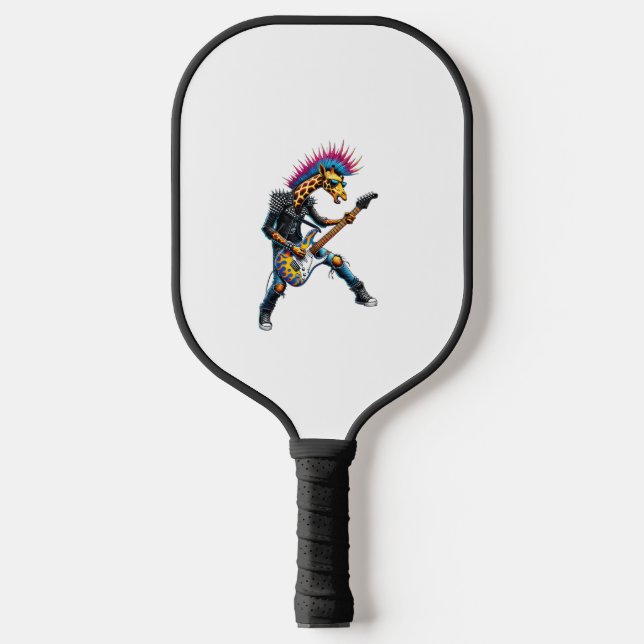 Funny Punk Giraffe, Rock'n Roll Goth Giraffe, Guit Pickleball Paddle (Front)