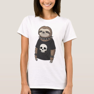 Funny Punk Rock Emo Sloth with Skull Graphic T-Shirt