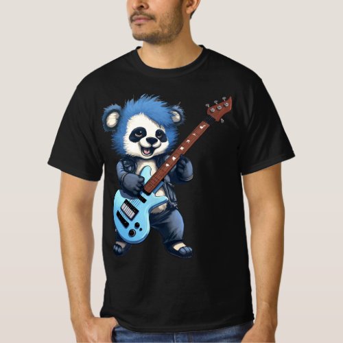 Funny Punk Rock Panda Guitar Player T_Shirt