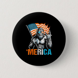 Funny Punk Rock Sasquatch Bigfoot Us Flag Merica 4 Button