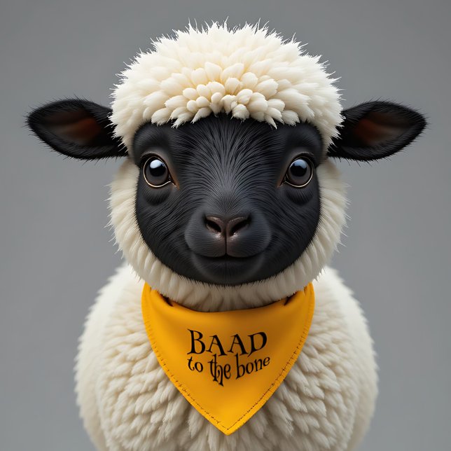 Funny Punny Sheep Baad to the Bone Pet Bandana Collar (Black-Faced Sheep Modeling Baad to the Bone Pet Bandana Cover Photo (close cropped))