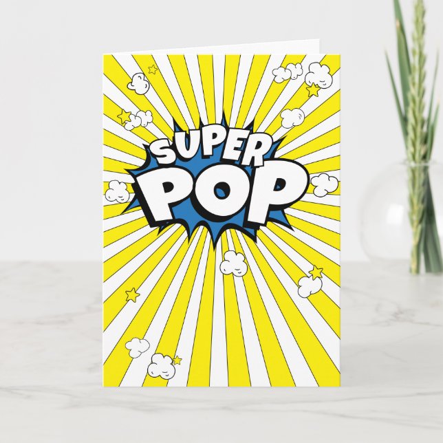 Funny, Punny, SUPER POP! Popcorn Yellow Pop Blank  Holiday Card (Front)