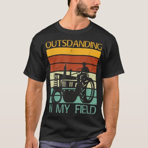 Funny Puns Outstanding in My Field Farms Tractors  T_Shirt