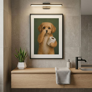 Funny Puppy Bathroom Wall Art Cute Dog Acrylic Sign