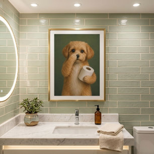 Funny Puppy Bathroom Wall Art   Cute Dog  Foam Board