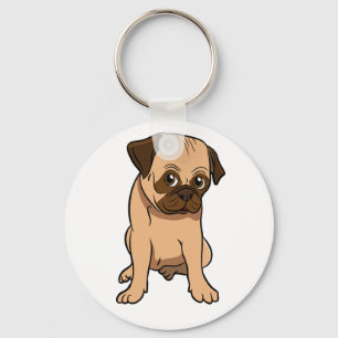 Funny Puppy Cartoon Dog Lover Rescue Mom Cute Pug Keychain