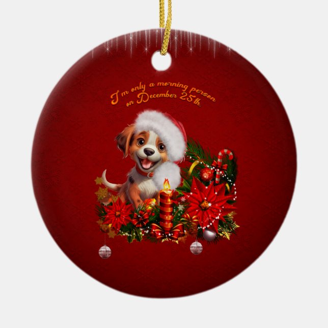 Funny puppy  ceramic ornament (Front)
