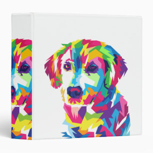 Funny Puppy colorful - Choose background color 3 Ring Binder