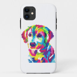 Funny Puppy colorful - Choose background color iPhone 11 Case