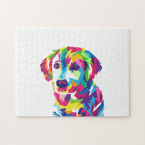 Funny Puppy colorful _ Choose background color Jigsaw Puzzle
