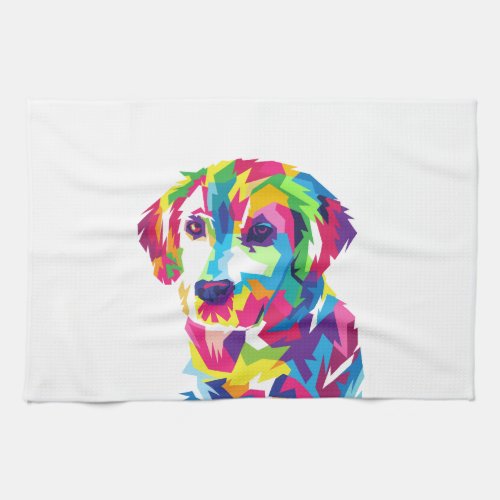 Funny Puppy colorful _ Choose background color Kitchen Towel
