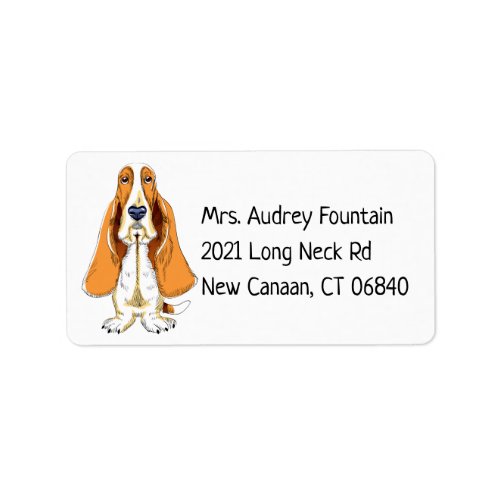 Funny Puppy Dog Cartoon Cute Basset Hound Label