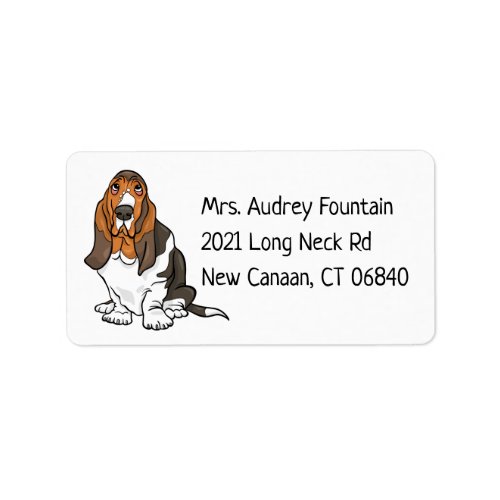 Funny Puppy Dog Cartoon Cute Basset Hound Label