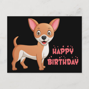 Funny Puppy Dog Cartoon Cute Chihuahua Birthday Postcard