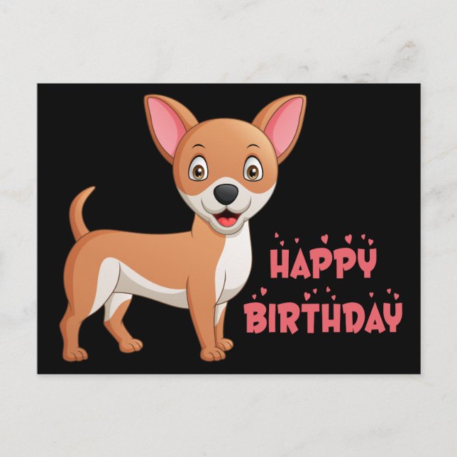 Funny Puppy Dog Cartoon Cute Chihuahua Birthday Postcard (Front)