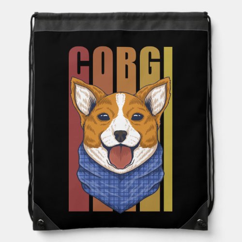 Funny Puppy Dog Lover Gift Cute Cartoon Corgi Drawstring Bag