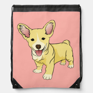 Funny Puppy Dog Lover Pink Cartoon Cute Corgi Drawstring Bag