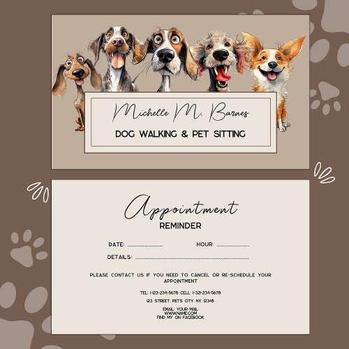 Funny Puppy Dog Walker Groomer Appointment Card