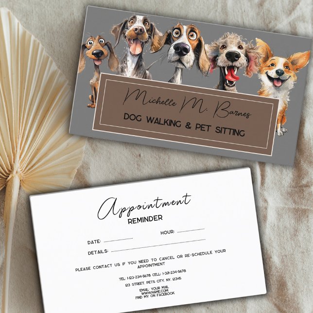 Funny Puppy Dog Walker Groomer Pet Care  Appointment Card (Creator Uploaded)