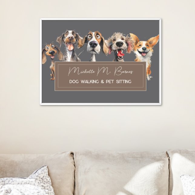 Funny Puppy Dog Walker Groomer Pet Care Modern Poster (Creator Uploaded)