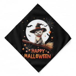 Funny Puppy Dog Witch Candy Spooky Ghost Halloween Bandana