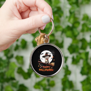 Funny Puppy Dog Witch Candy Spooky Ghost Halloween Keychain